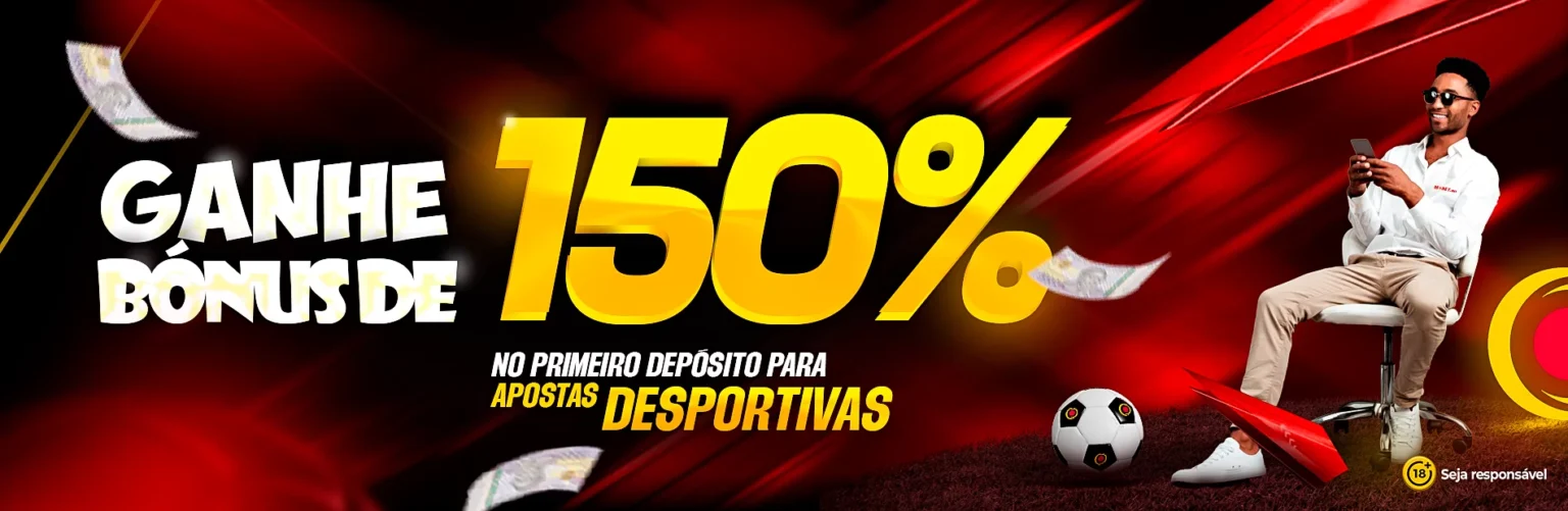 ilustraçáo do bónus de 150% no primeiro deposito na mobet